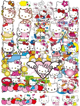 Печат аниме пластира стикер дрехи Hello Kitty красиво изработени по поръчка за детски играчки, облекла за момичета