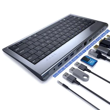 Докинг станция с клавиатура за телефон, таблет компютър, USB-C Газа, port Type-C, Хъб USB-C, Мулти USB 3.0 докинг станция 11 В 1