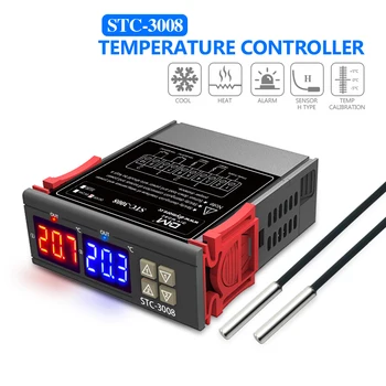 STC-3008 Дигитален Регулатор на Температурата на Два Релейни Изхода 12 В 24 В 220 В Двоен Дисплей Терморегулятор Термостат С Охладител Нагревател