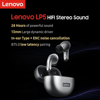 Нов Оригинален Lenovo LP5 TWS Bluetooth Слушалки, зарядно устройство ще захранване на Скоростната Безжични Слушалки 9D Стерео Спортни Водоустойчиви слушалки Слушалки