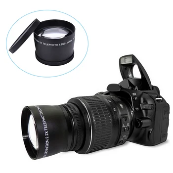 58 мм 2X HD Широкоъгълен Обектив за близки Обектив Без Изкривяване Цифров Висока Разделителна способност за Nikon/Canon DSLR Фотоапарат