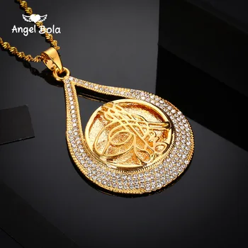 Турция Монета Камео Аллах Огърлица за Жени/Мъже Златен Цвят на Метални Монети, Мюсюлманското Колие Бижута Турците Подаръци С Кристали AAA