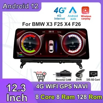 12,3-Инчов Android 12 Сензорен Екран автоаксесоари Carplay Монитори Мултимедия Стерео Speacker Радио Плеър За BMW X3 F25 X4 F26