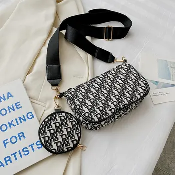 2021 Летни дамски чанти на рамо, 2 бр./компл., модерна чанта през Рамо с надпис, женствена чанта за Пазаруване, малка кесия на кръста си, чанти HL340