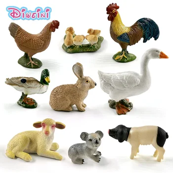 Семейството на Животните Моделиране Пиле, патица прасе, крава, овца кон, заек, коала, кенгуру модел фигурка за украса на Детски горещи играчка комплект