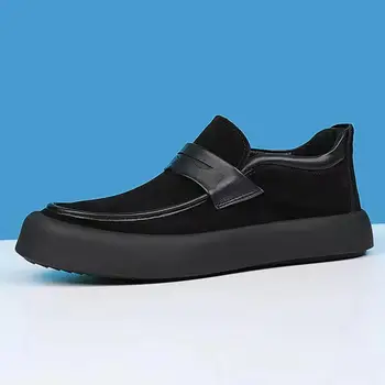 Новата Есенна Мода Дизайнерски Обувки, Мъжки черни Ежедневни Лоферы в британския Стил, Дишащи мъжки Маратонки, Увеличаване на Растежа, Модельная Кожени Обувки