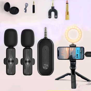 3,5 мм Безжичен Петличный Микрофон, Преносим Аудио-Видео Запис в Гърдите Микрофон Мини Микрофон за iPhone и Android Микрофон Директно Излъчване