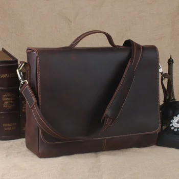 Кожена мъжка бизнес чанта за крайградски пътувания, кожен мъжки портфейл, чанта от телешка кожа, модерен ретро чанта на рамото, чанта за лаптоп формат А4