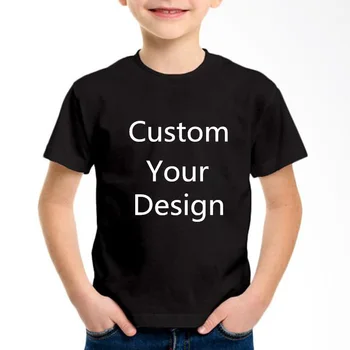 Индивидуален дизайн, детски черни, бели, сини тениски с принтом 