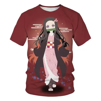 Гореща Аниме Demon Slayer Rengoku Kyoujurou, Детска тениска с 3D Принтом, Лятна Модна тениска, Тениска за момчета и момичета, Бебешки Дрехи