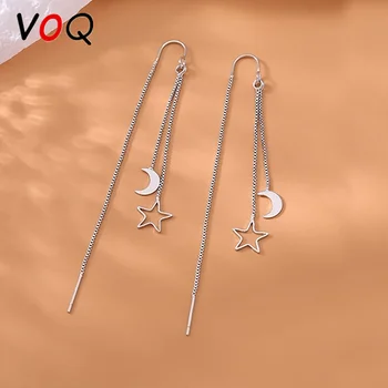 VOQ Асиметрични Обеци-Капки във формата на Звезди и Луната за Жени с Дълги Обеци с Пискюли, Верига, Корейската Мода, Бижута, Подарък