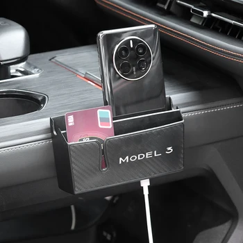 Залепваща кутия за съхранение на Tesla model 3, Преносима двупластова стойка за мобилен телефон, многофункционална кутия за съхранение на автомобили, автомобилни аксесоари