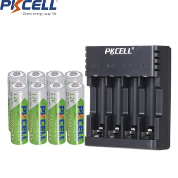 Pkcell 8 бр AA 2200 mah NI-MH 1,2 НА акумулаторни батерии тип aa батерия lsd акумулаторна батерия със зарядно устройство за аа dispay