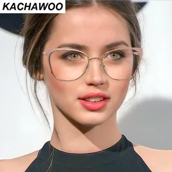 Kachawoo син светофильтр очила дамски котешко око бели розови метални рамки за очила модерен дамски аксесоари за компютър