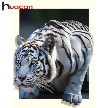 Huacan 5d сам диамантена картина на тигър Диамантена Мозайка животински Образ От Планински Кристал Diamond Бродерия Пълна Тренировка Квадратен Къща Декор