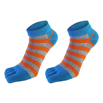 Шарени Памучни чорапи с чорапи, 1 чифт мъжки чорапи с пет пръста, Дишаща мека нишка, Къса тръба, Качествени, приятни за кожата мъжки Чорапи