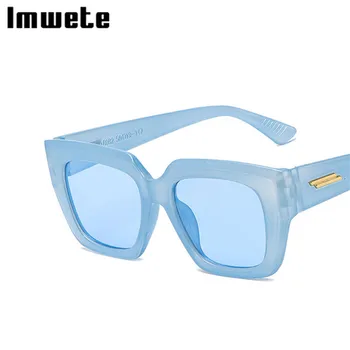 Imwete Ретро Цветни Слънчеви Очила за Жени на Мъжки Квадратни Слънчеви Очила Дамски Големи Очила с UV400 Реколта Маркови Зелени Очила