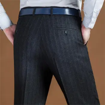 ANASTAS Мъжки Класически Панталони Преки Свободни Нагънат Черни Костюмные Панталони За Мъже, Официални Панталони Мъжки Размери 42 44 Вълна С Висока Талия