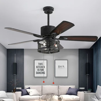 Промишлен вятър вентилатор на тавана лампа ретро трапезария и хол дървен лист фен на ретро дистанционно управление електрически вентилатор лампа