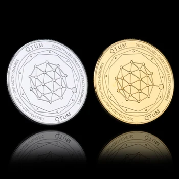 РЕПЛИКА 1 БР. QTUM Криптомонета Монета Артистичен Подарък Физическа Quantum монета Възпоменателна Монета За Украса на Подарък