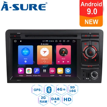 A-Sure7 Инча 2 Din Android 9,0 Авто Радио DVD плейър BOSE + GPS Навигация За Audi A3 S3 RS3 RNSE-ПУ 32 GB Вградена Памет Стерео DAB + 4G