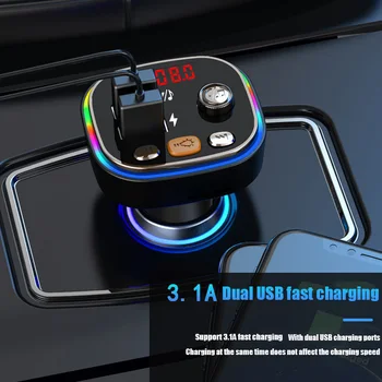 Автомобилен Bluetooth 5,0 FM-Предавател USB Супер Бързо зарядно Адаптер Хендсфри Автомобилен Радиомодулятор MP3-Плейър Автомобилни Аксесоари