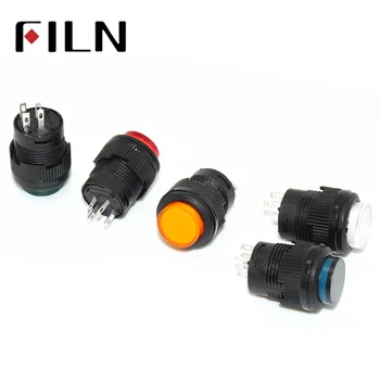 R16-503 16 мм 4 за контакт пластмасов Моментно определяне на 3.3v dc led бутон превключвател 1 Нормално отворен
