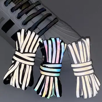 2022 Нови Светлоотразителни шнурове за обувки с Преливащи се цветове на Обувките му Бели, Черни Ластични Шнурове за Маратонки Кръгли Връзки за обувки 100/120/140см 1 чифт