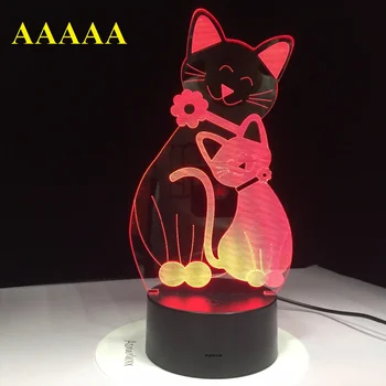 Скъпа Светкавица Котка Лампа 7 Цвята Смяна на нощна светлина на Атмосферата Светлината 3D Котка Настроение Сензорна Лампа Начало Декор Детски Подаръци Директен Доставка